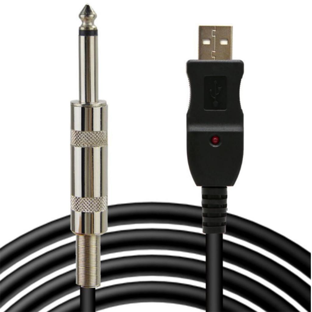Electric Guitar Cable Computer USB to 6.35mm Jack for Musical Accessory