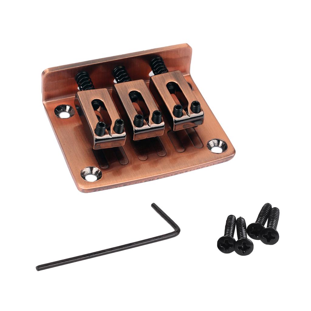 Adjustable 3 String Guitar Hardtail Bridge for Cigar Box Guitar Red Bronze