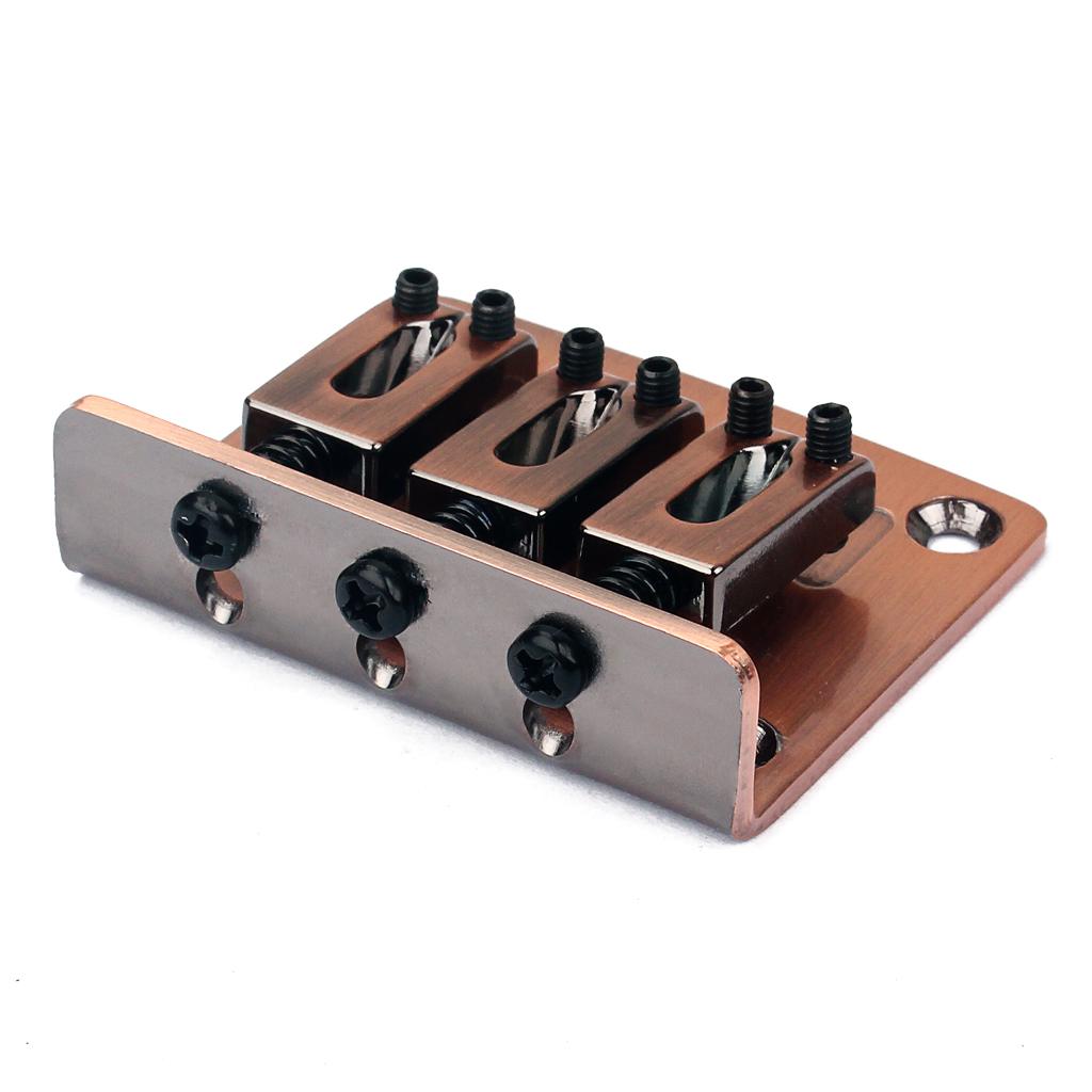 Adjustable 3 String Guitar Hardtail Bridge for Cigar Box Guitar Red Bronze