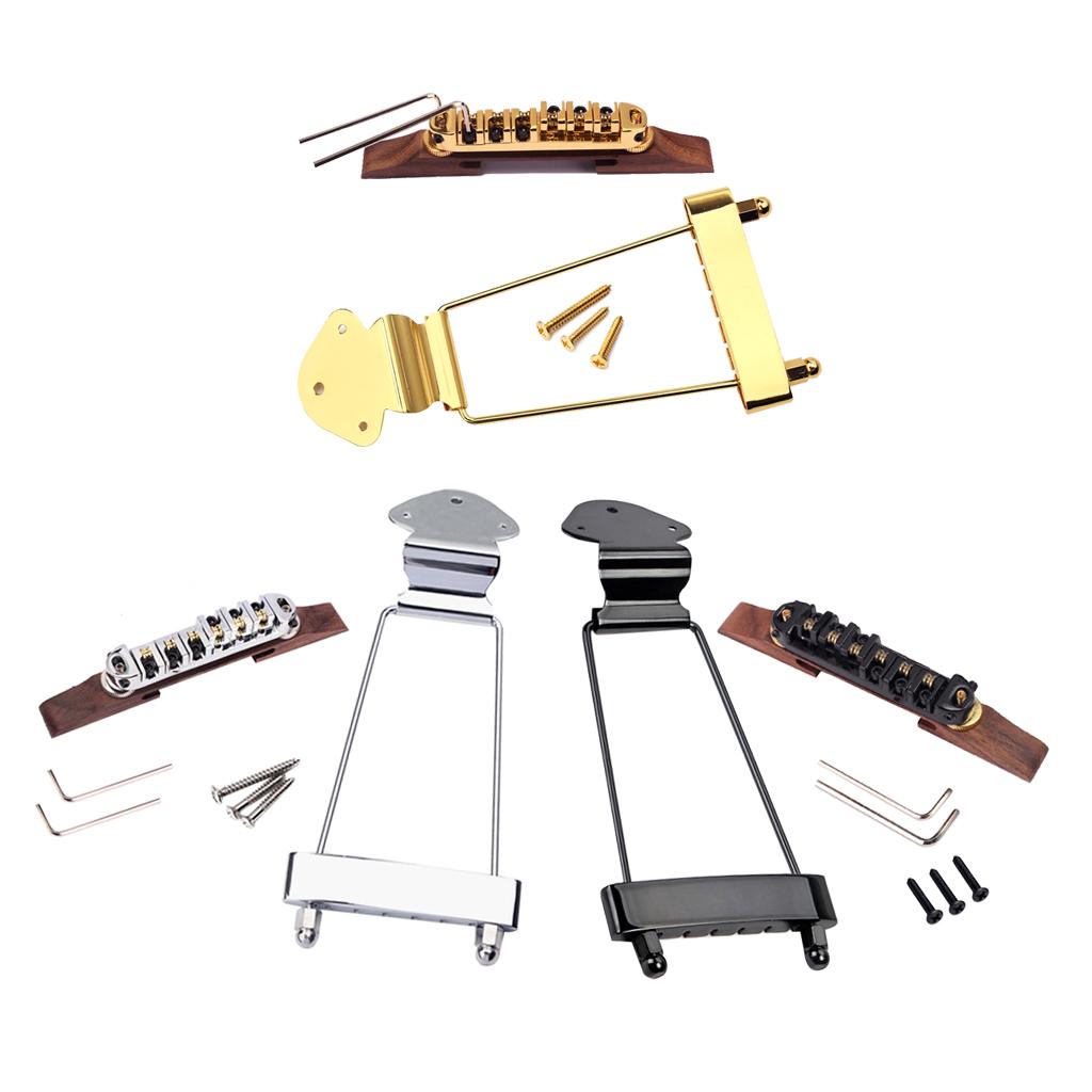 1 Set 6 String Archtop Jazz Guitar Bridge Tailpiece for Jazz Guitar Gold