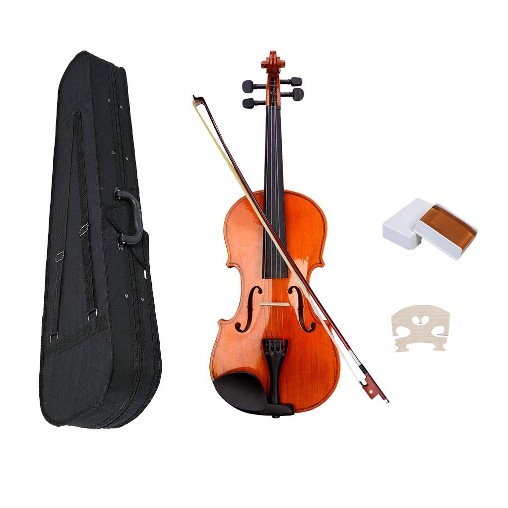 Natural Acoustic Violin Fiddle with Case Bow Rosin Stringed Instrument 1-4