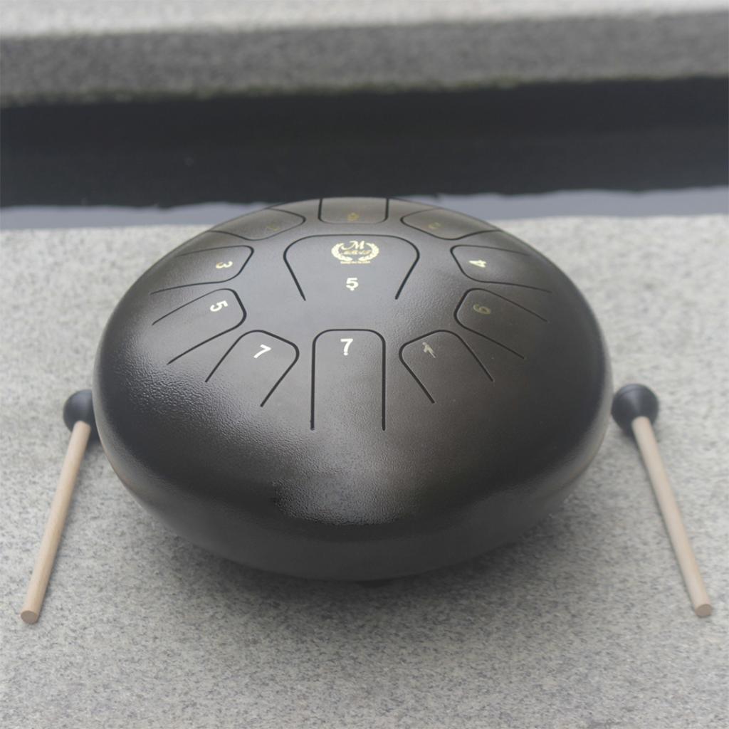 12'' Steel Tongue Drum Handpan with Mallets Bag for Yoga Meditation Coffee