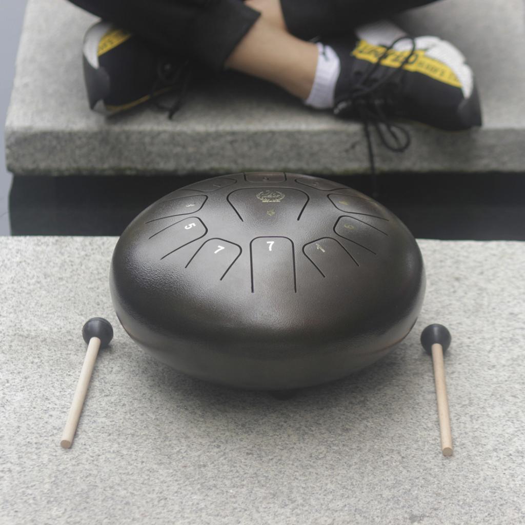12'' Steel Tongue Drum Handpan with Mallets Bag for Yoga Meditation Coffee