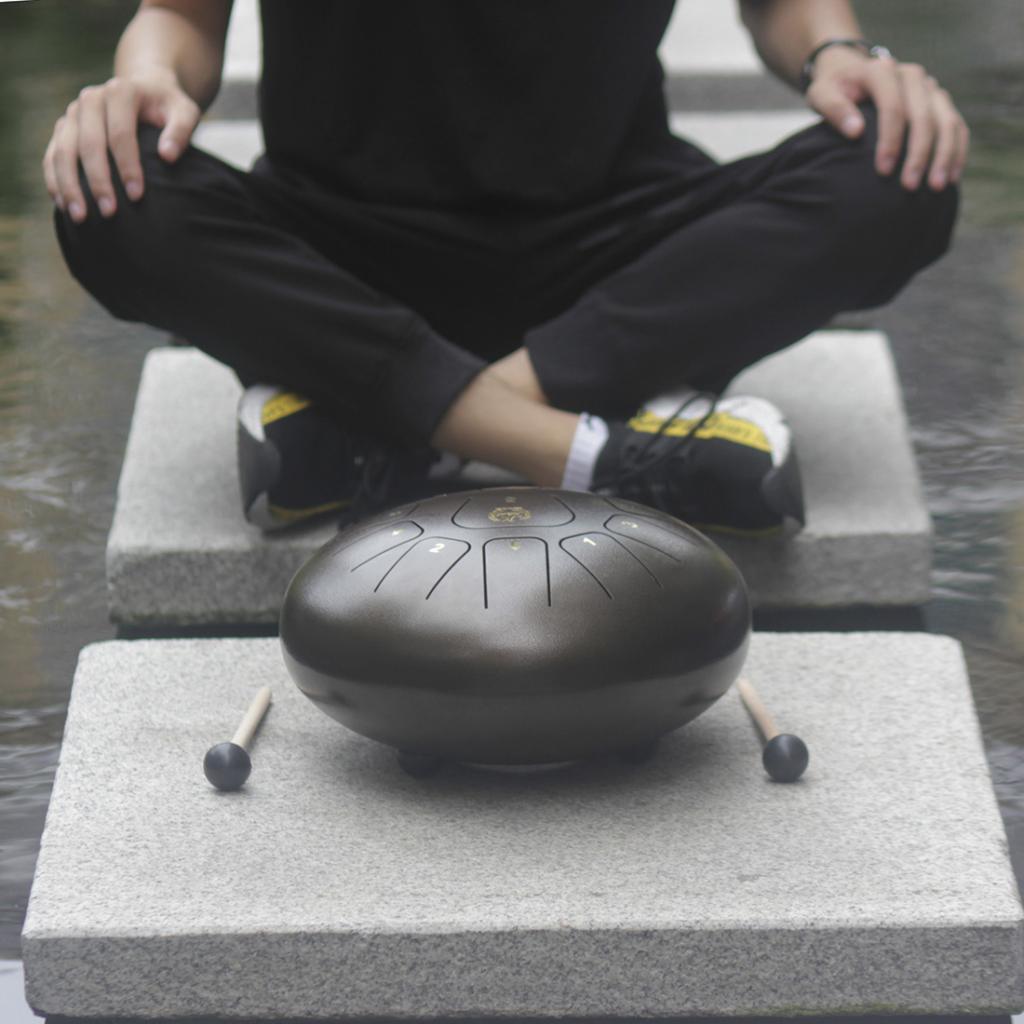 12'' Steel Tongue Drum Handpan with Mallets Bag for Yoga Meditation Coffee