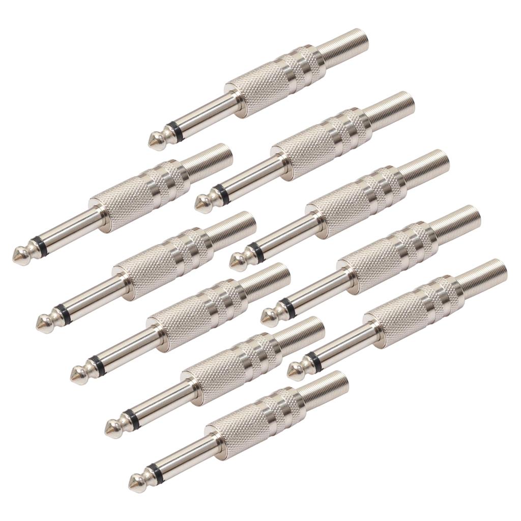 10 Pcs of Set 1/4 Mono Audio Jack 6.35mm Male Mono Connector for Microphone"