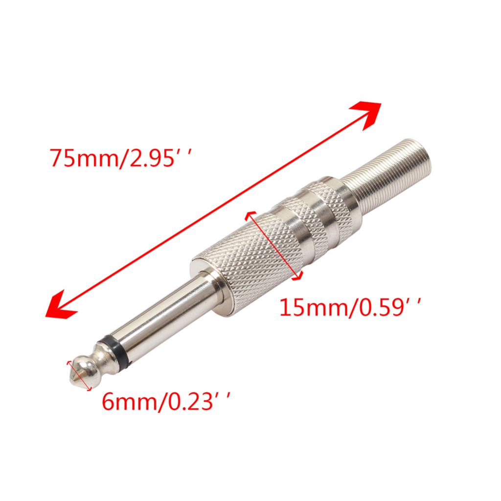 10 Pcs of Set 1/4 Mono Audio Jack 6.35mm Male Mono Connector for Microphone"