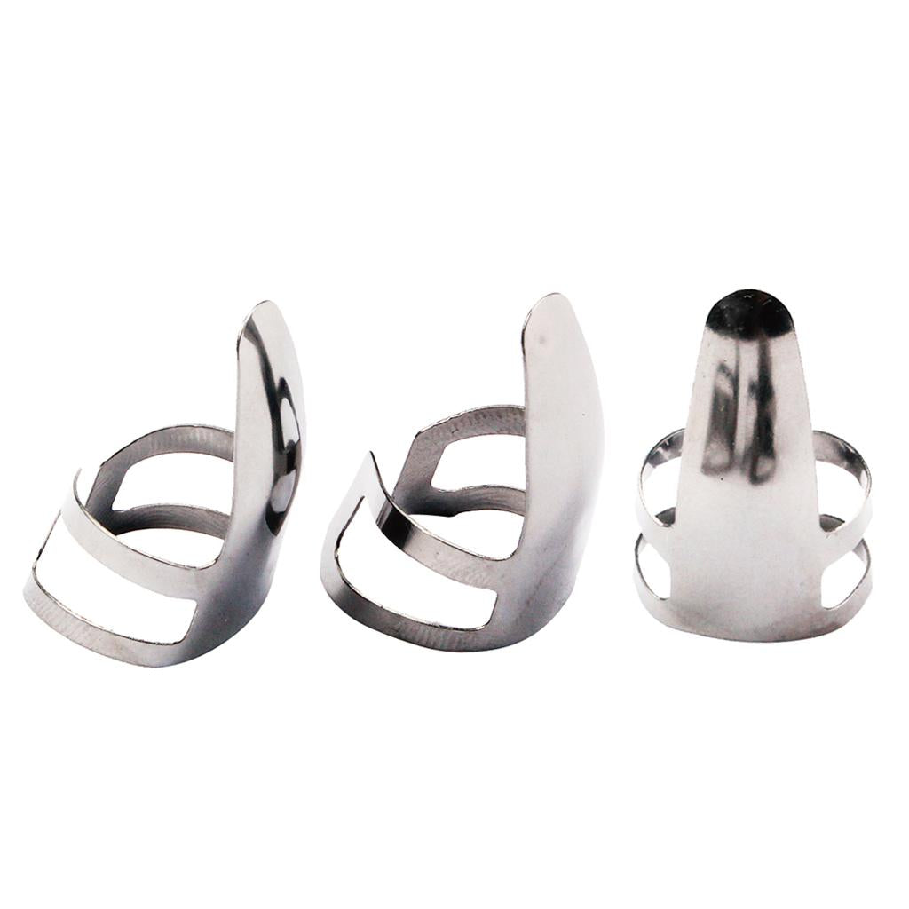 3 Pcs Guitar Finger Pick Plectrums Slide Stainless Steel for Banjo Ukulele