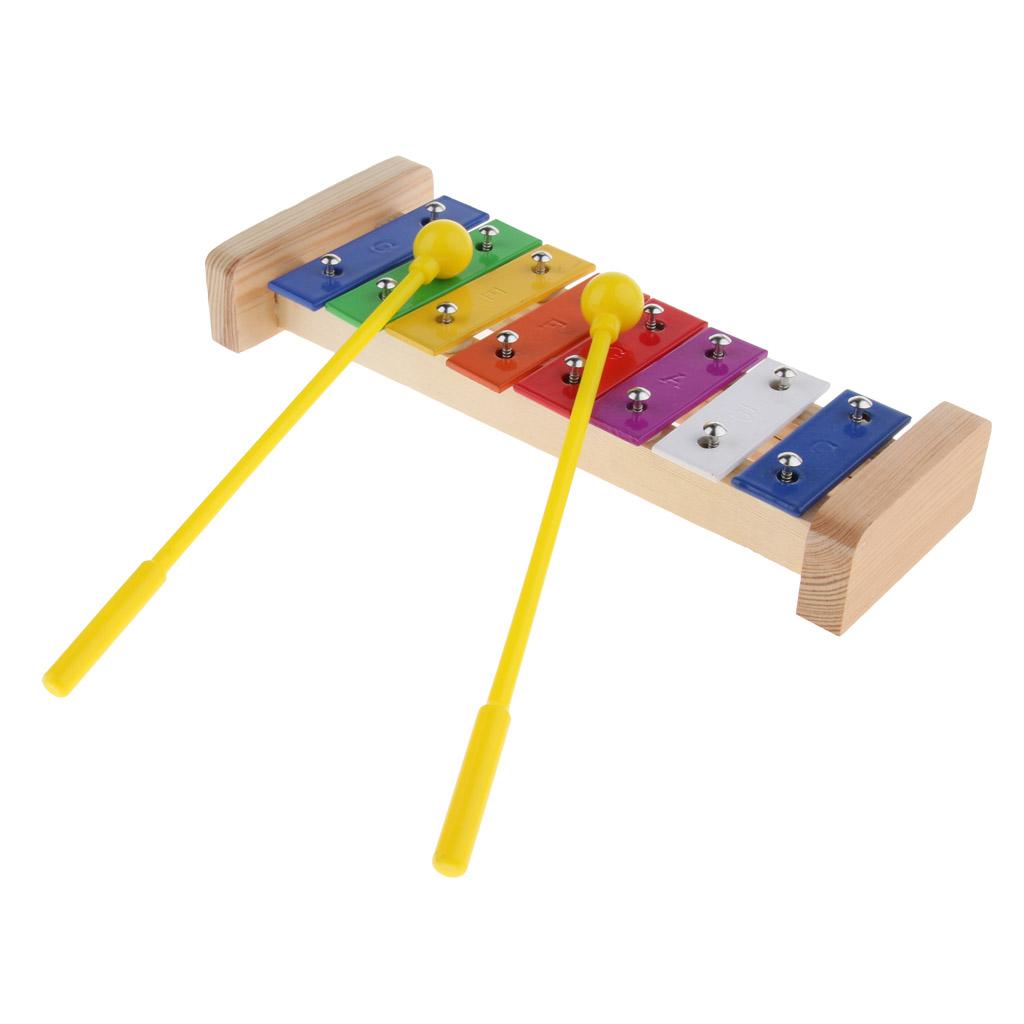 Colorful 8 Tones Hand Knock Xylophone with 2 Wooden Mallets Birthday Gift