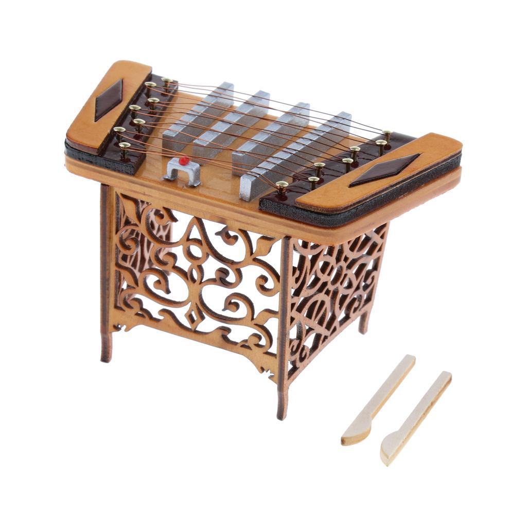 Miniature Yangqin Mini Musical Model Instrument for Kids Gift 10x6cm