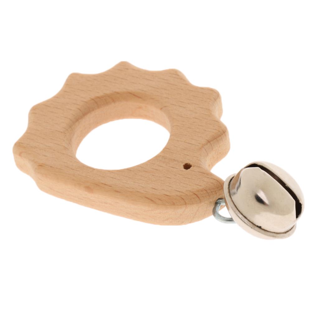 Wood Baby Handbell Rattle Grasping Toy Gifts Hedgehog