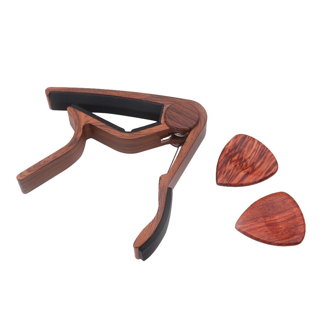Guitar Capo with 2pcs Picks Wood