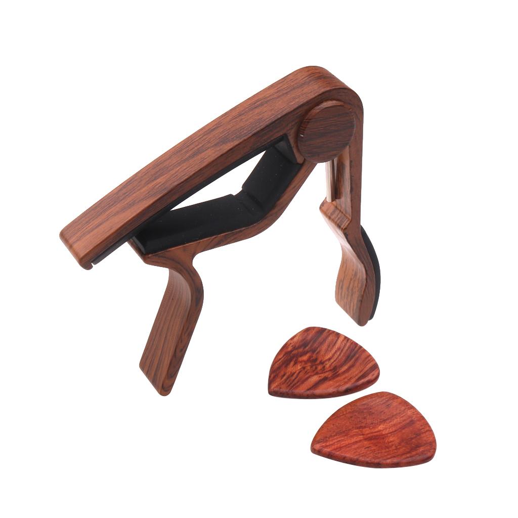 Guitar Capo with 2pcs Picks Wood