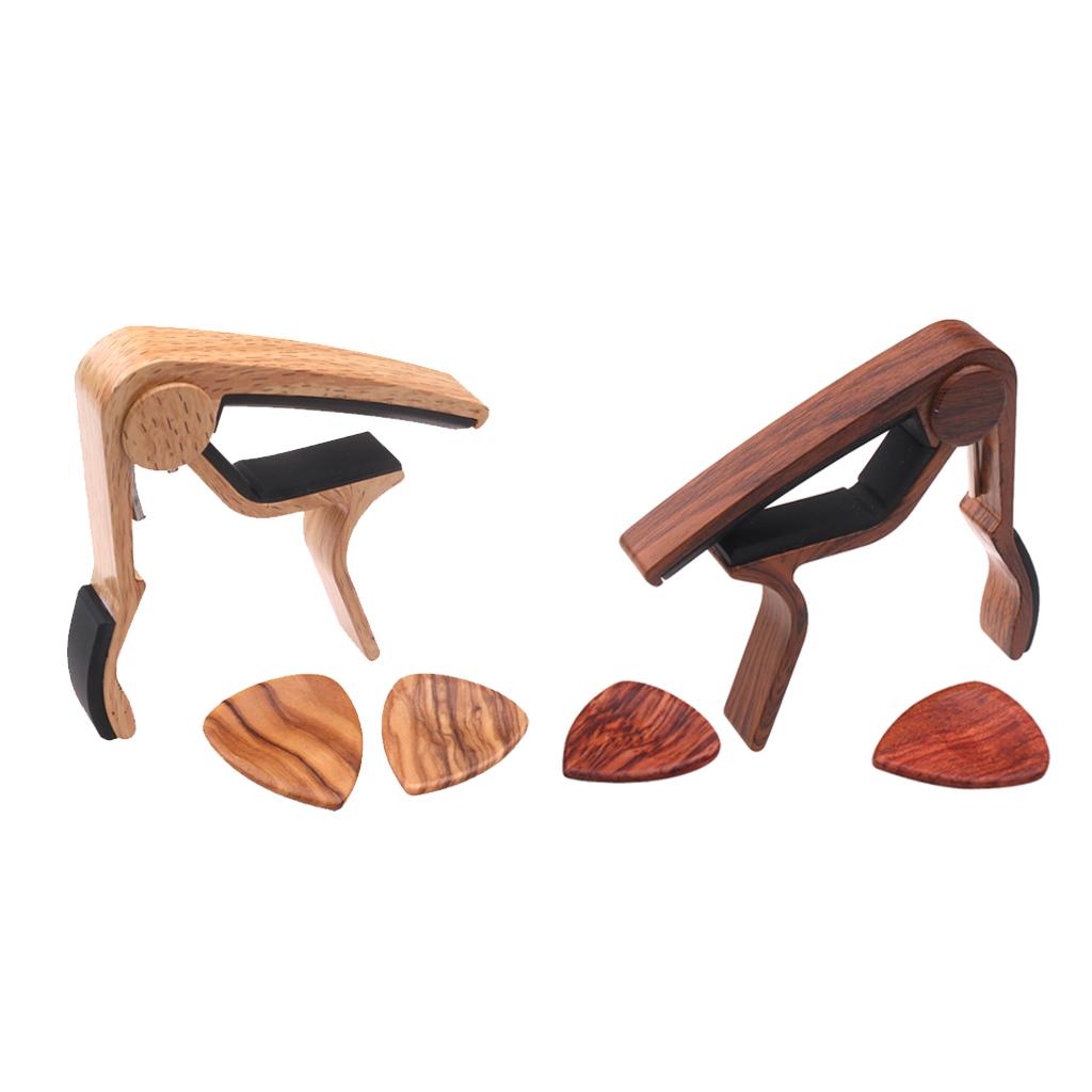 Guitar Capo with 2pcs Picks Wood