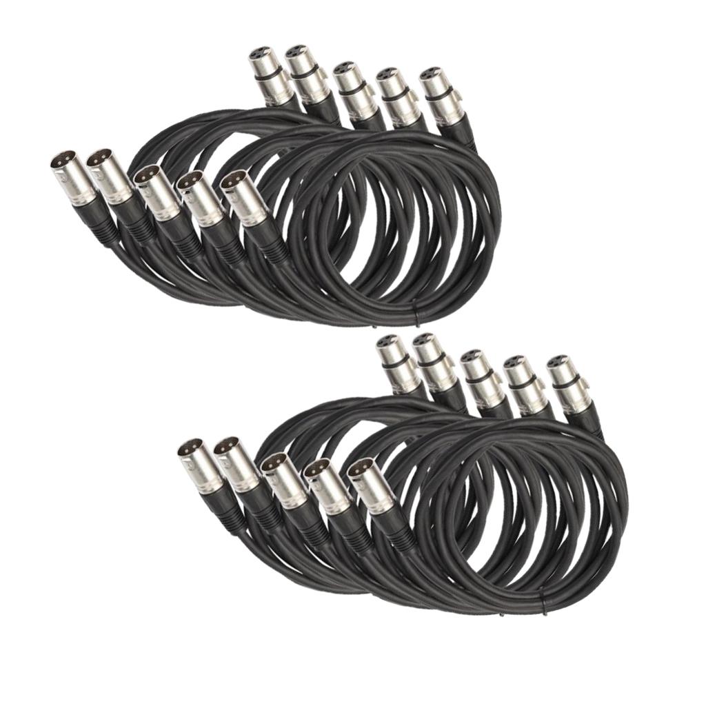 10pcs 3-Pin Cannon XLR Male to Female Cable XLR Microphone Audio Cable Cord