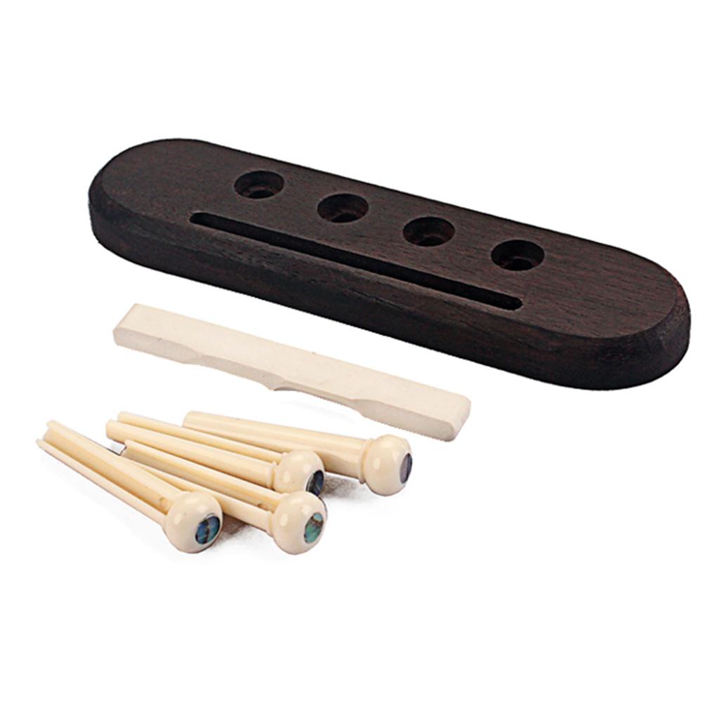 4 String Rosewood Ukulele Guitar Bridge with Saddle Nut Set for Ukulele