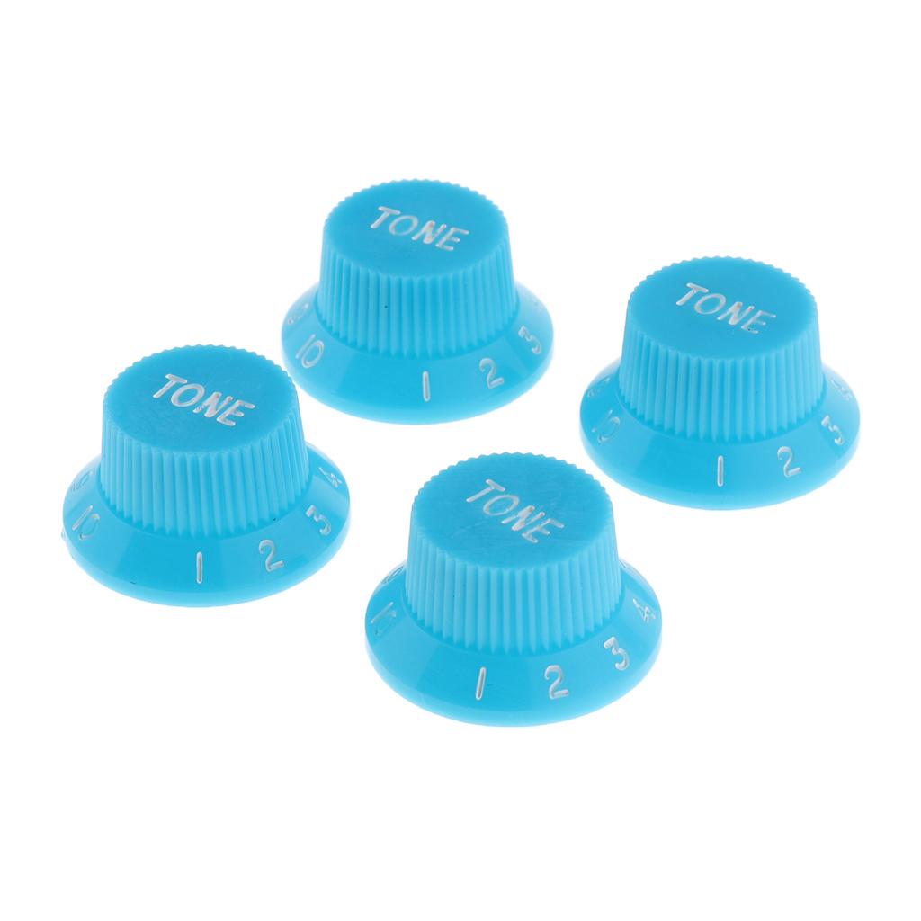 4pcs Electric ST Guitar Speed Volume Tone Control Knobs Replacement Blue