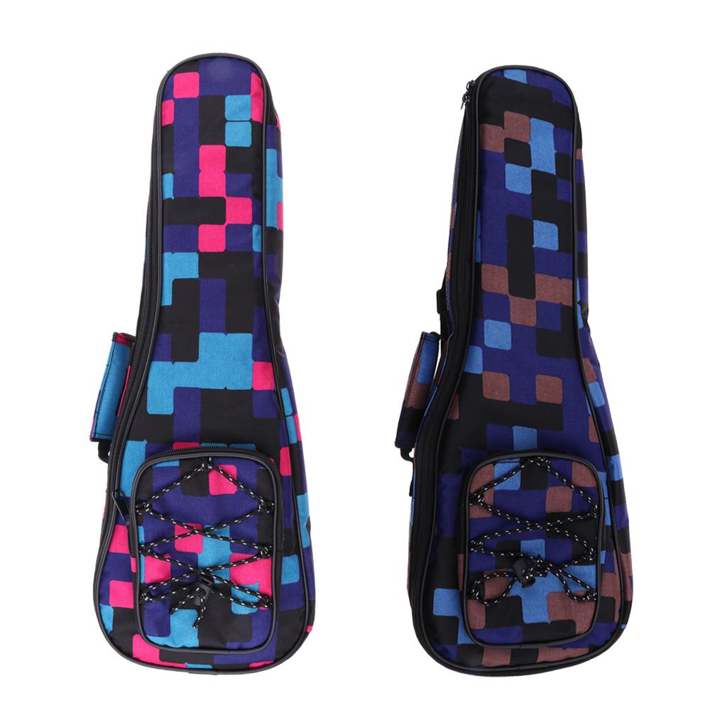 1 Piece 26inch Ukulele Guitar Gig Bag Uke Case Carry Bag Blue Grid