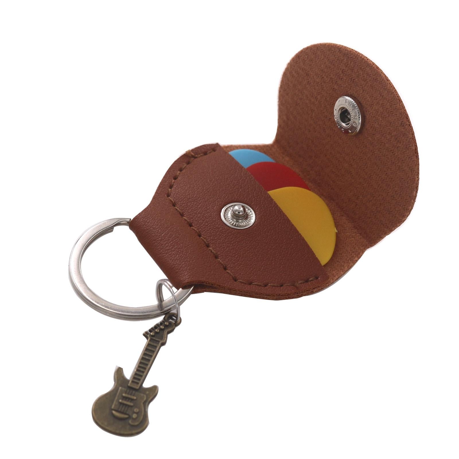 PU Leather Picks Storage Pouch Box for Players Guitarist Birthday Gifts Black Bronze