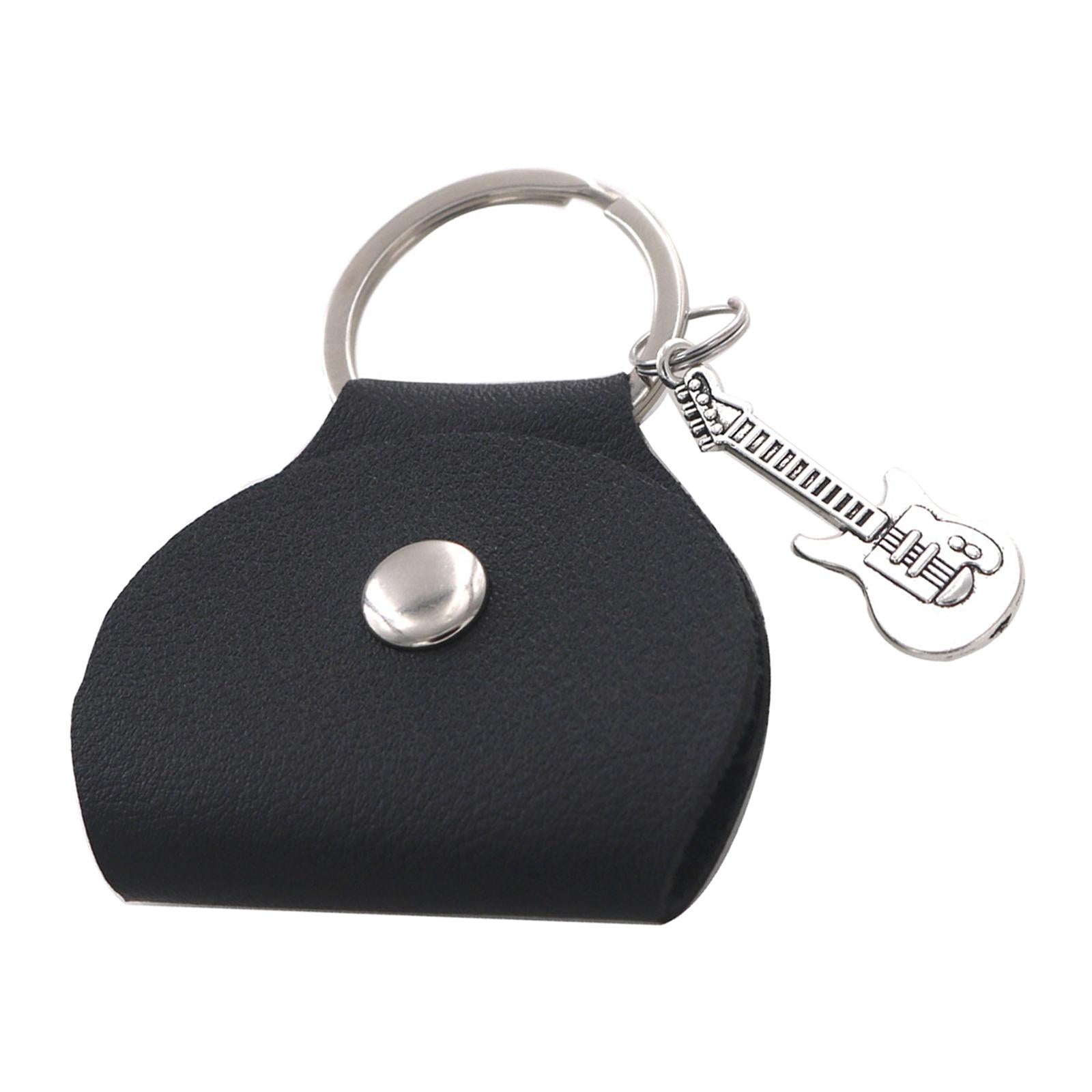 PU Leather Picks Storage Pouch Box for Players Guitarist Birthday Gifts Black Argent