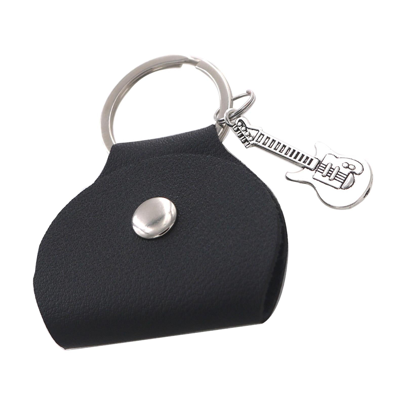 PU Leather Picks Storage Pouch Box for Players Guitarist Birthday Gifts Black Argent
