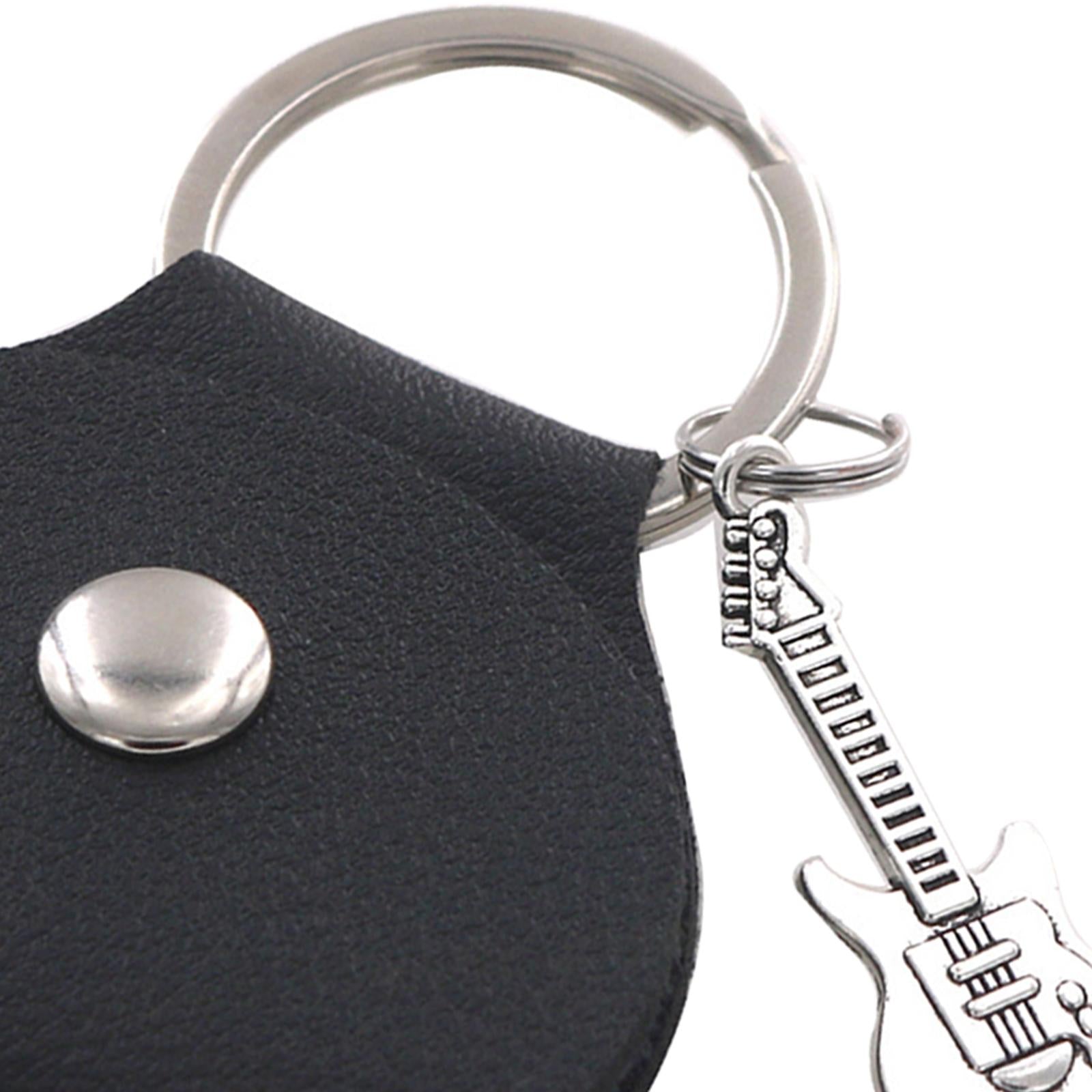 PU Leather Picks Storage Pouch Box for Players Guitarist Birthday Gifts Black Argent