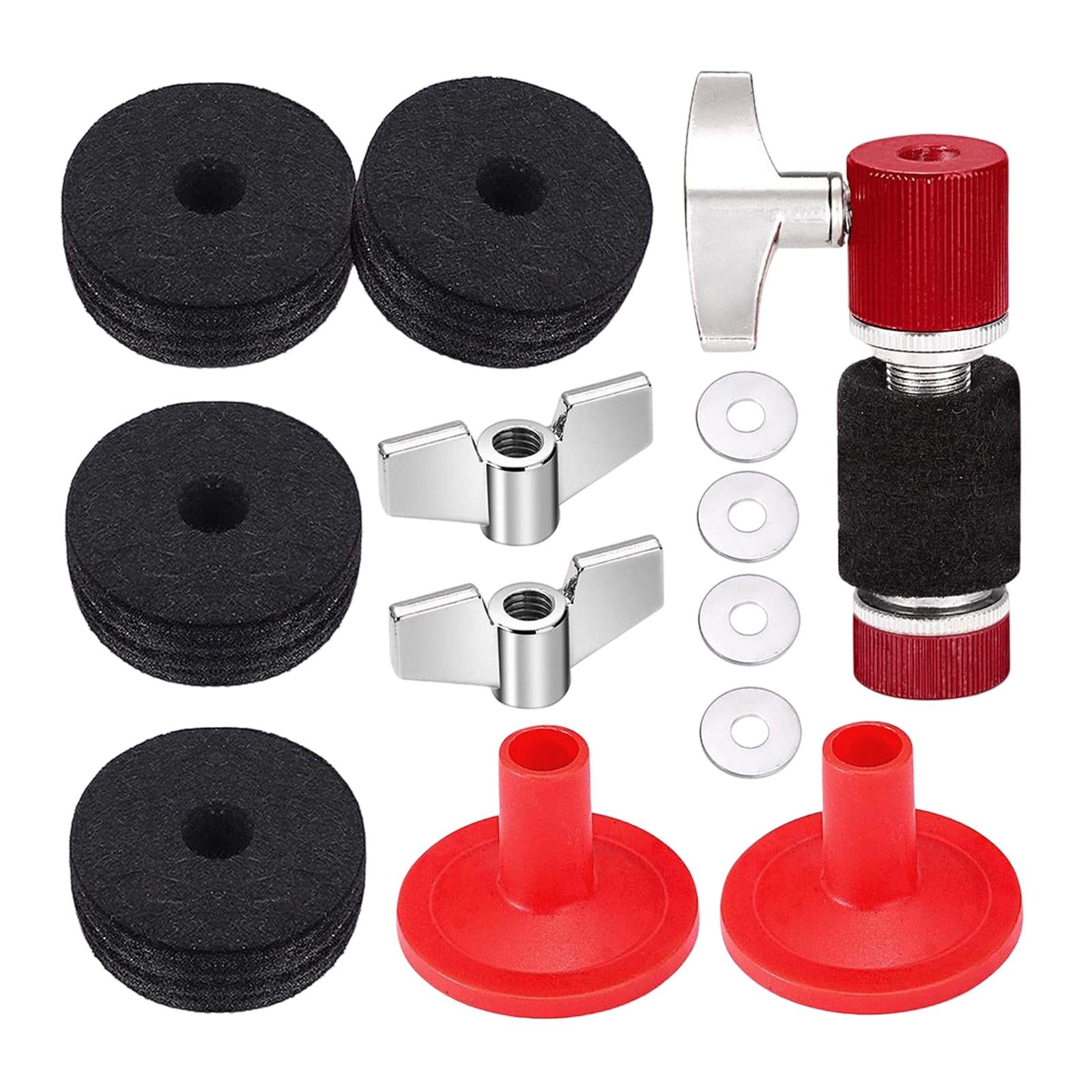 13Pcs Cymbal Replacement Accessories with Wing Nuts Durable Cymbal Felt Kits 13pcs Red
