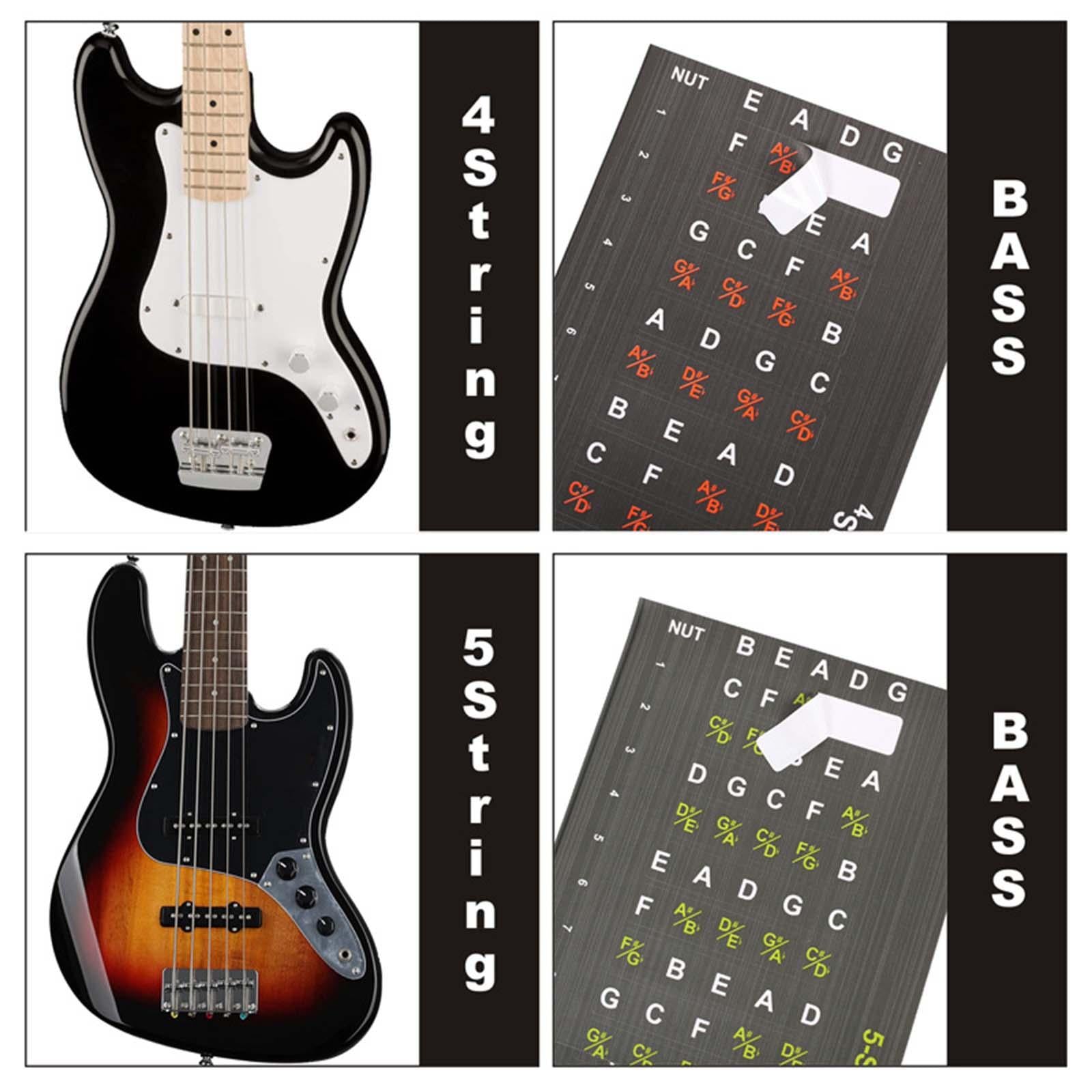Guitar Fretboard Note Decal Bass Scales Sticker for Show Learner Performance 4string