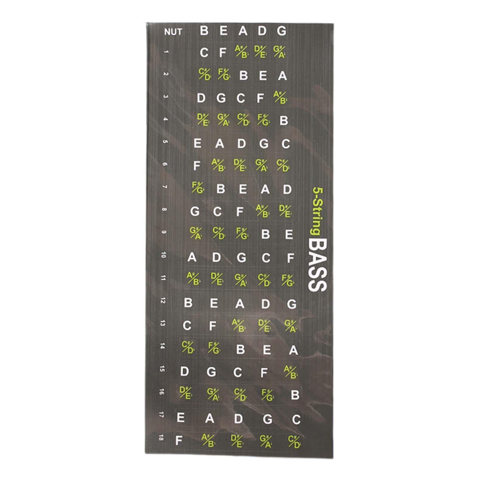 Guitar Fretboard Note Decal Bass Scales Sticker for Show Learner Performance 5 strings