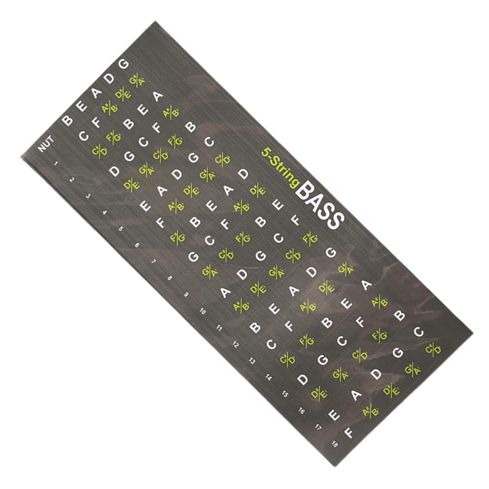 Guitar Fretboard Note Decal Bass Scales Sticker for Show Learner Performance 5 strings