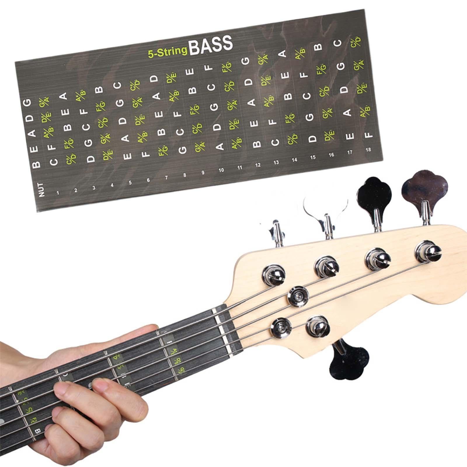 Guitar Fretboard Note Decal Bass Scales Sticker for Show Learner Performance 5 strings