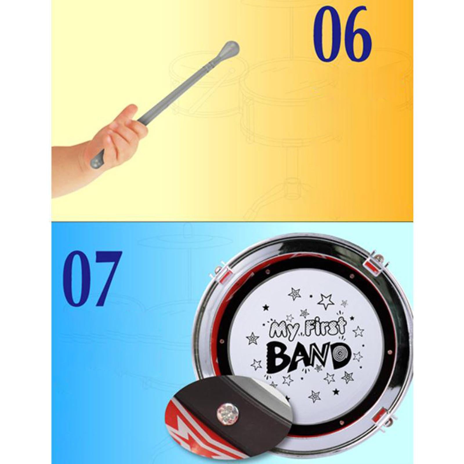 Kids Drum Set Educational Developmental Playset Portable for Girls Kids Boys Red