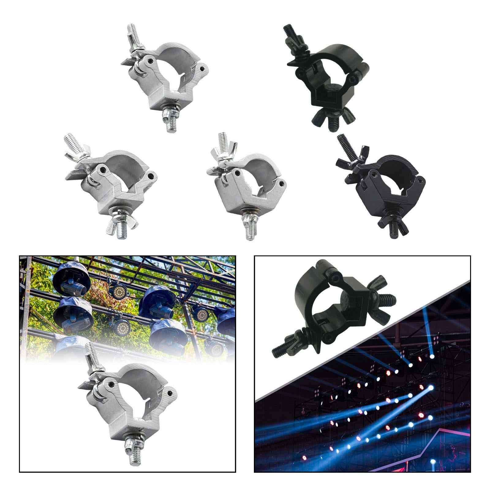 Stage Light Clamp Aluminum DJ Light Clamp for Lights LED Stage Lighting Argent 24 to 26mm