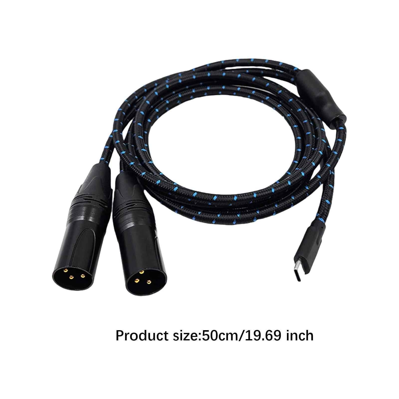 Type C to 2 XLR 3 Pin Type C to XLR Male Male to Male USB C to 2 XLR Male 50cm