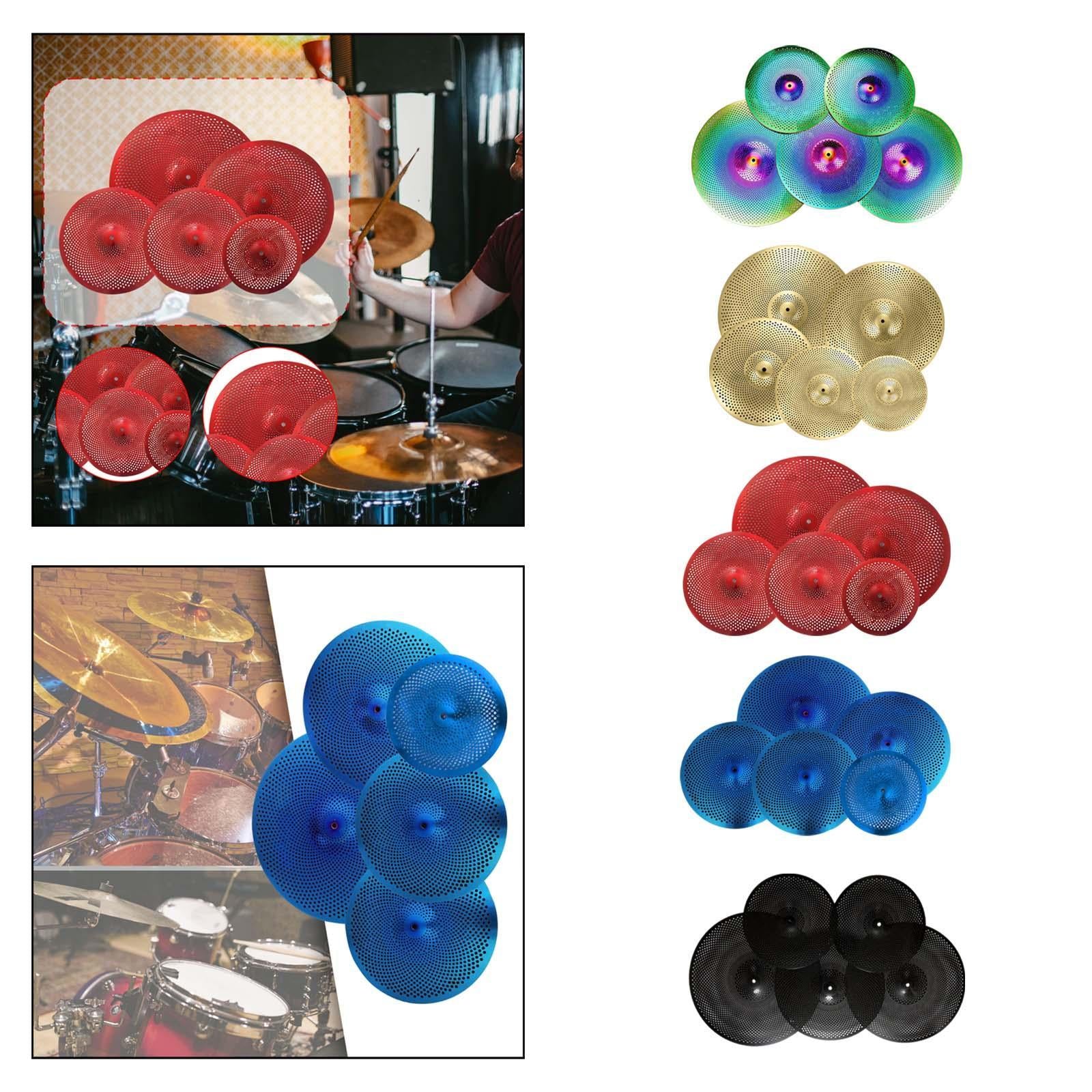 5Pcs Low Volume Cymbals Set Sturdy Quiet Cymbals Practice for Rehearsal Room Colorful