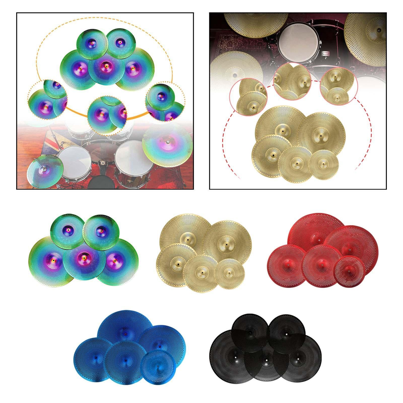 5Pcs Low Volume Cymbals Set Sturdy Quiet Cymbals Practice for Rehearsal Room Colorful