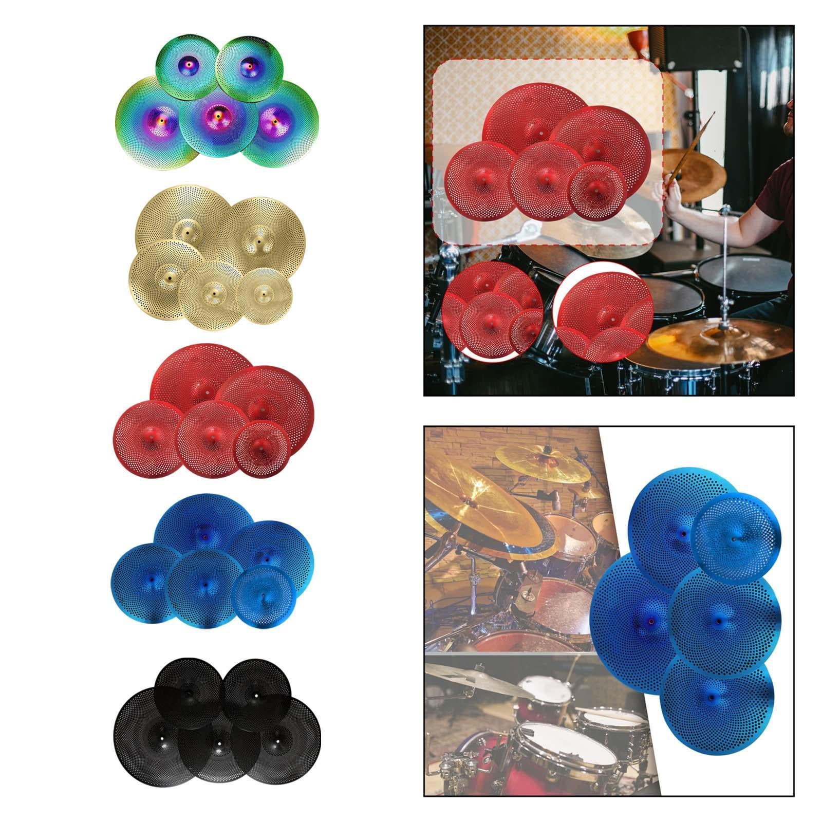 5Pcs Low Volume Cymbals Set Sturdy Quiet Cymbals Practice for Rehearsal Room Colorful