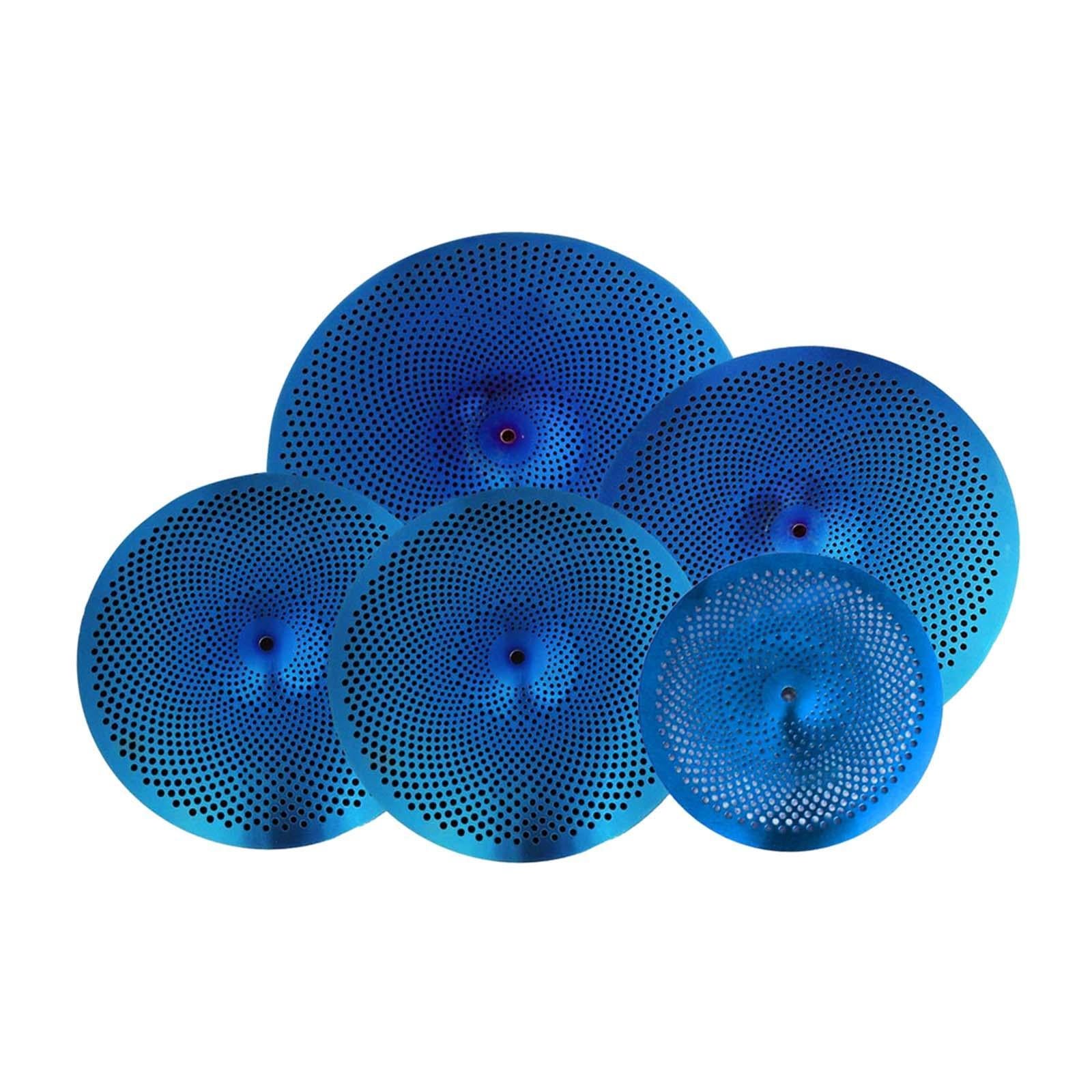 5Pcs Low Volume Cymbals Set Sturdy Quiet Cymbals Practice for Rehearsal Room Blue