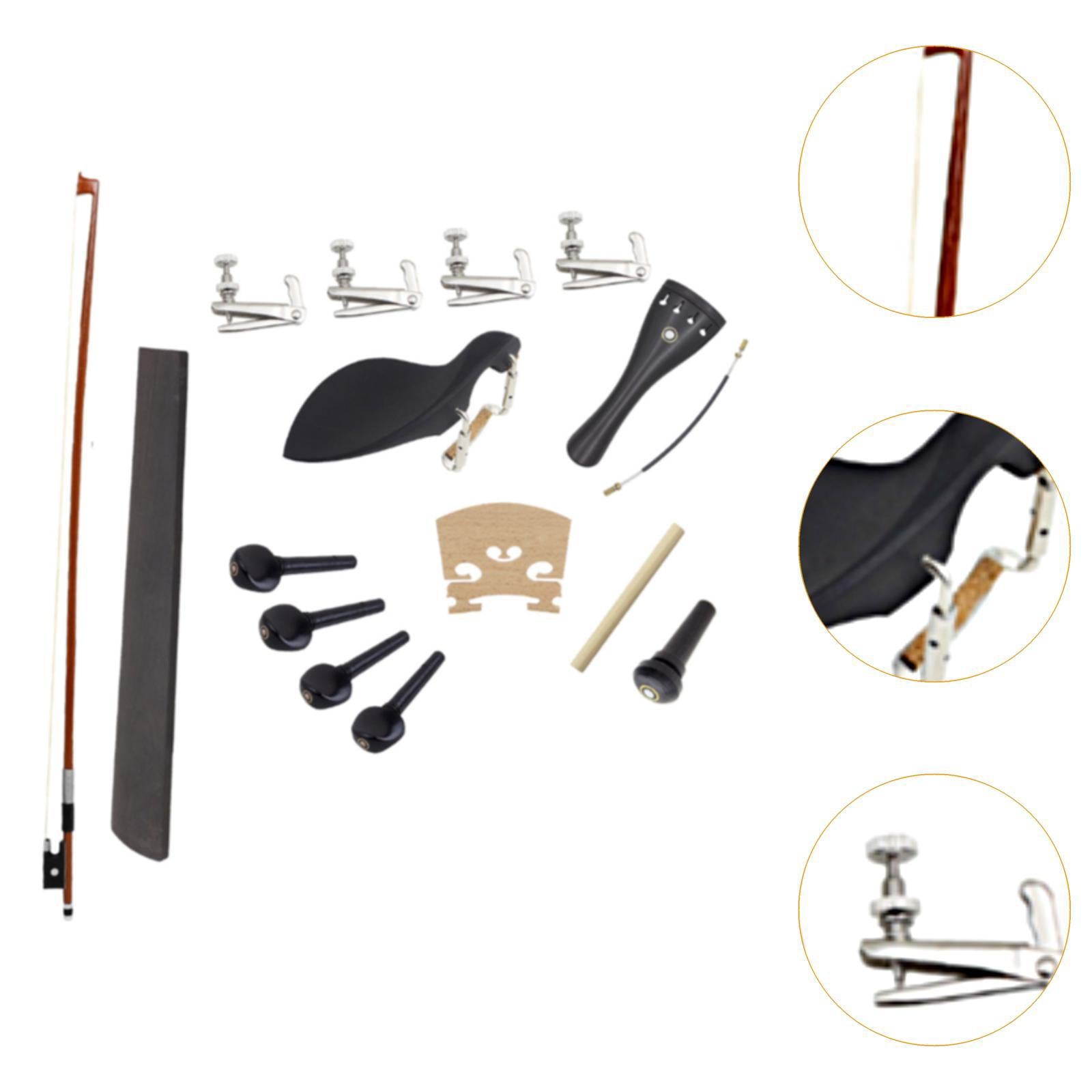 Violin Accessories Kit Bow Sound Post Endpin Sturdy Professional Fingerboard Style A