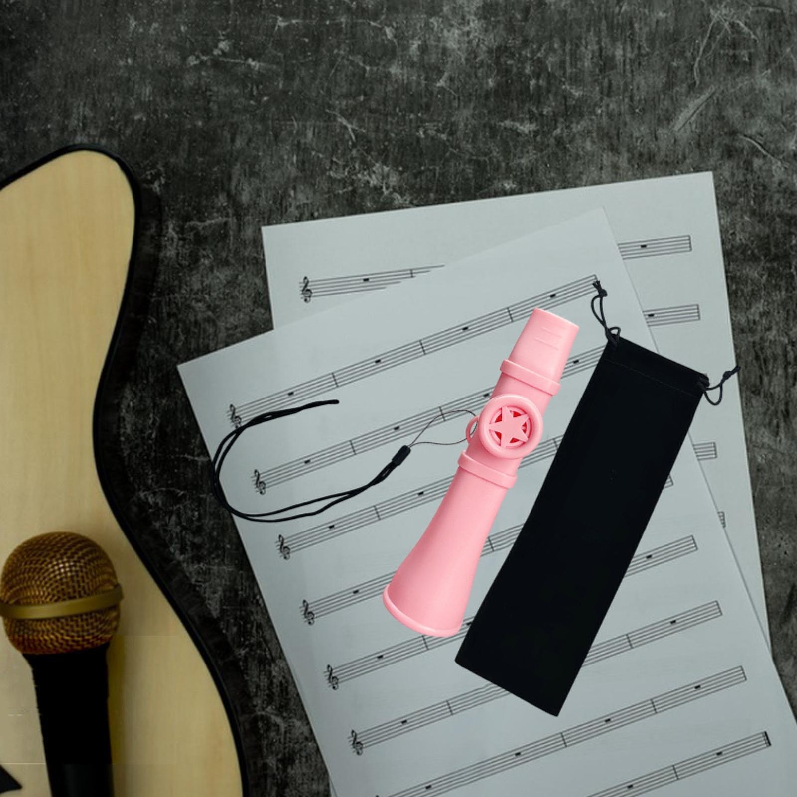 Kazoo Gift Good Companion Easy to Play Mouth Flute for Violin Piano Keyboard Pink