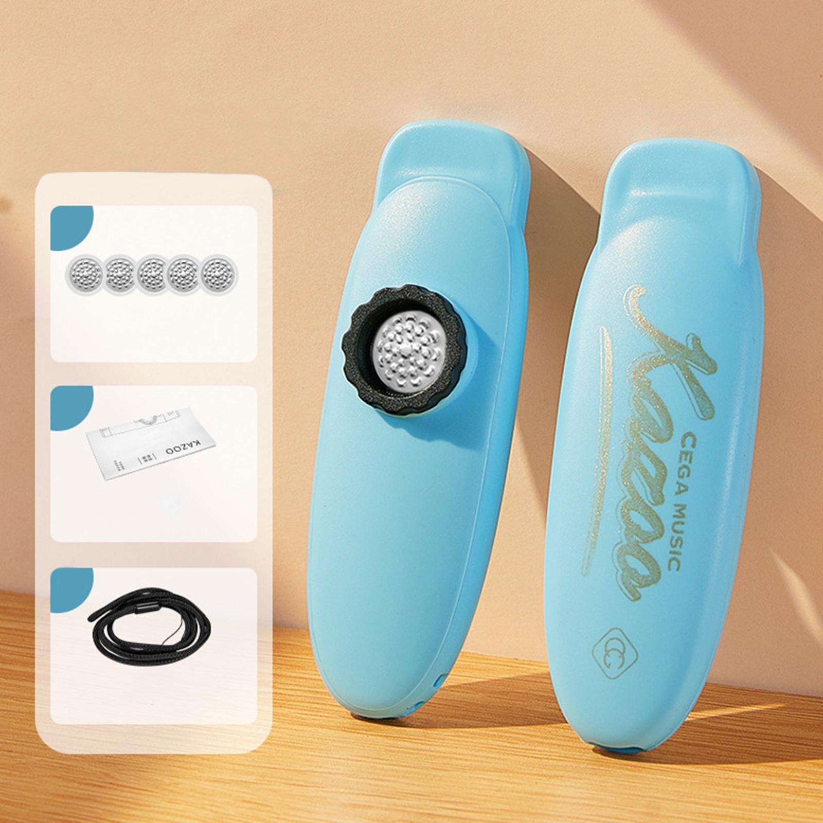 Kazoo Flute Compact 5Pcs Membranes with Lanyard for All Ages Children Lovers blue