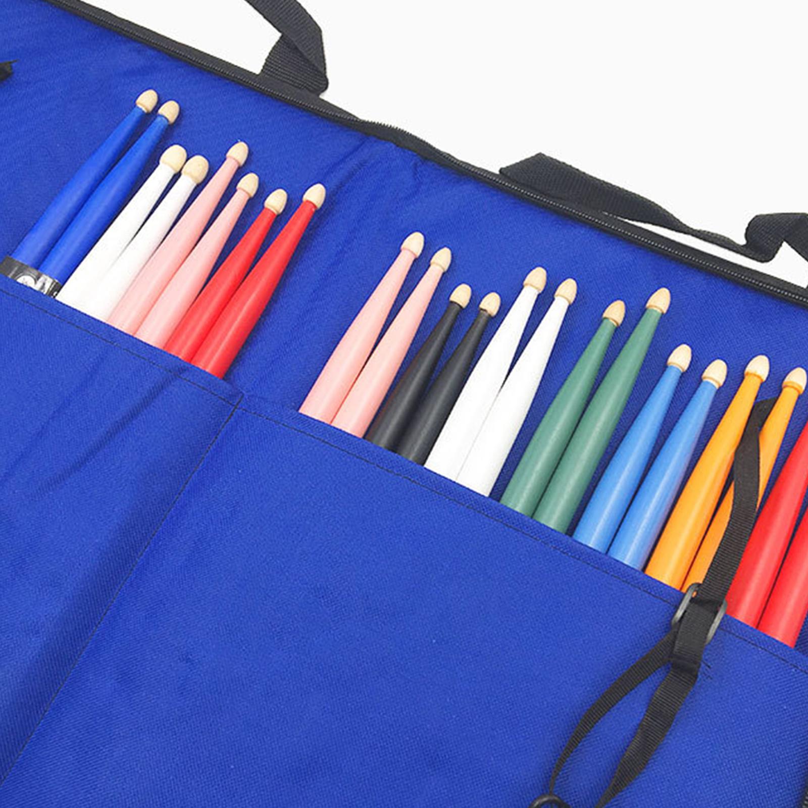 Drum Stick Bag Hold 12 Pair Professional with Handle Heavy Duty Storage Case Blue