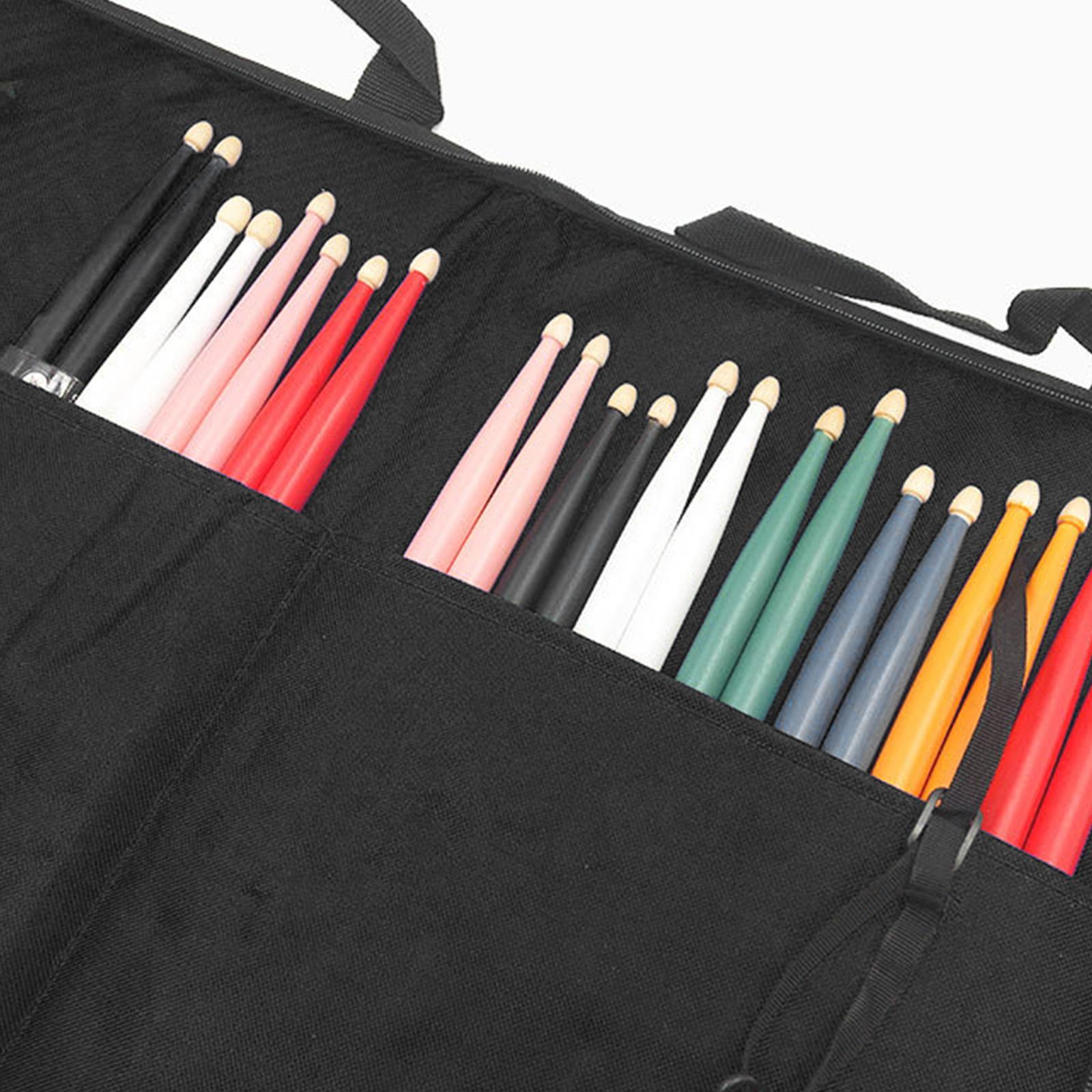 Drum Stick Bag Hold 12 Pair Professional with Handle Heavy Duty Storage Case Black