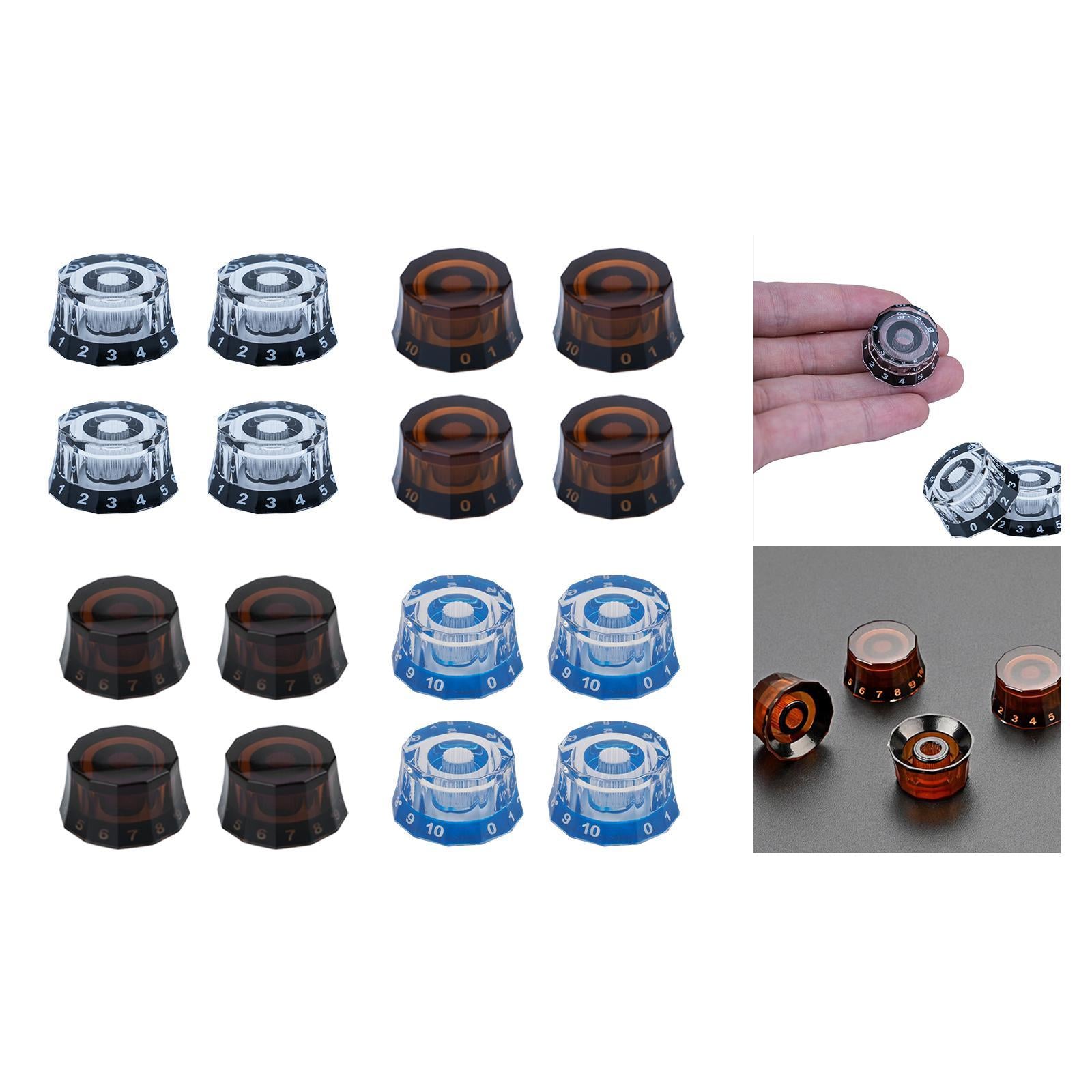 4Pcs Guitar Knobs Acrylic Universal Bass Knob Spare Parts Repair Maintenance CLear Black