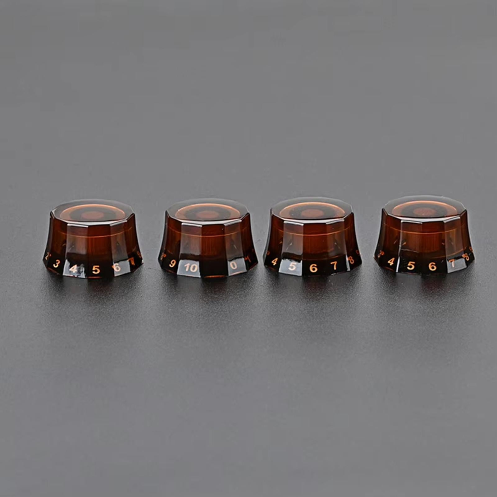 4Pcs Guitar Knobs Acrylic Universal Bass Knob Spare Parts Repair Maintenance Light Brown