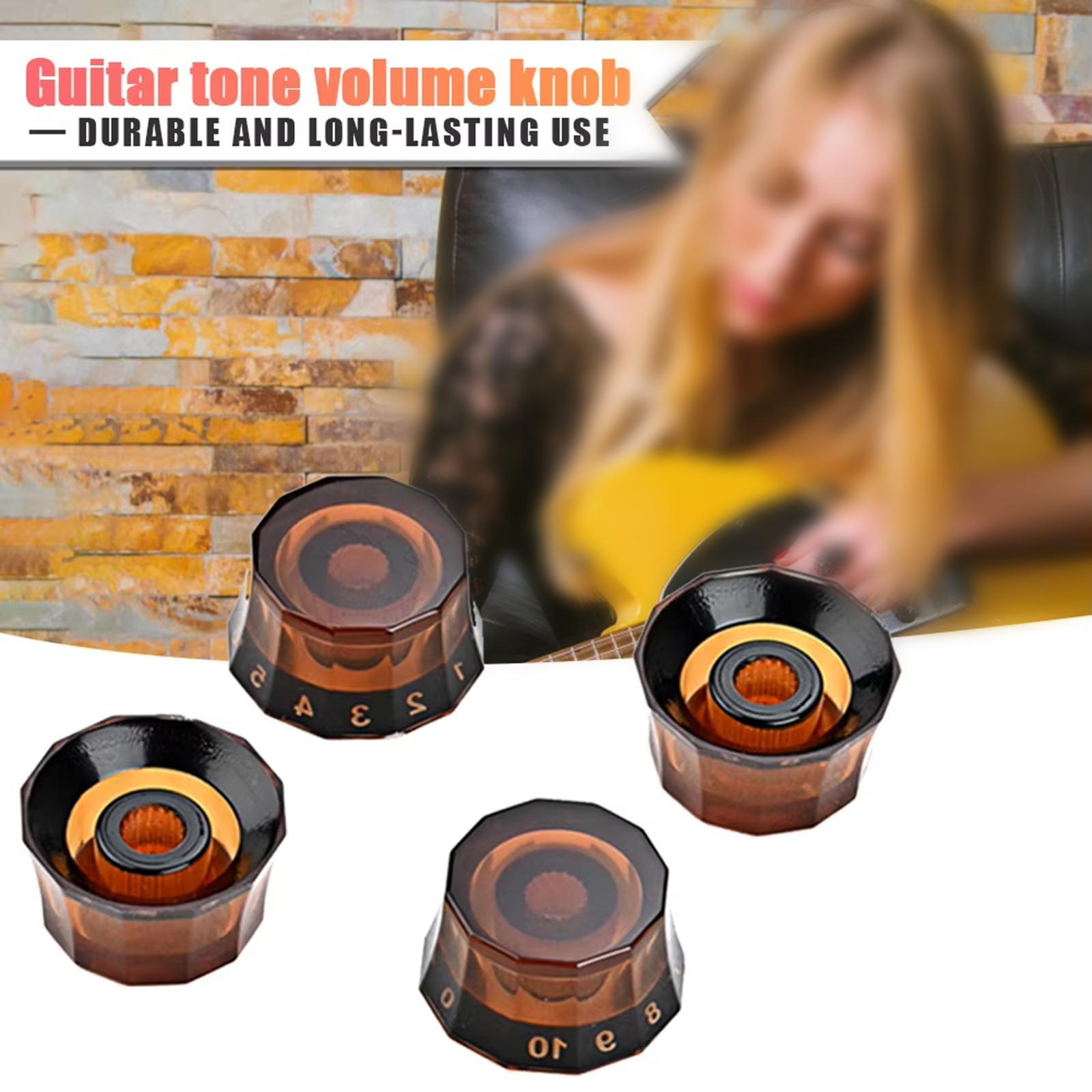 4Pcs Guitar Knobs Acrylic Universal Bass Knob Spare Parts Repair Maintenance Light Brown