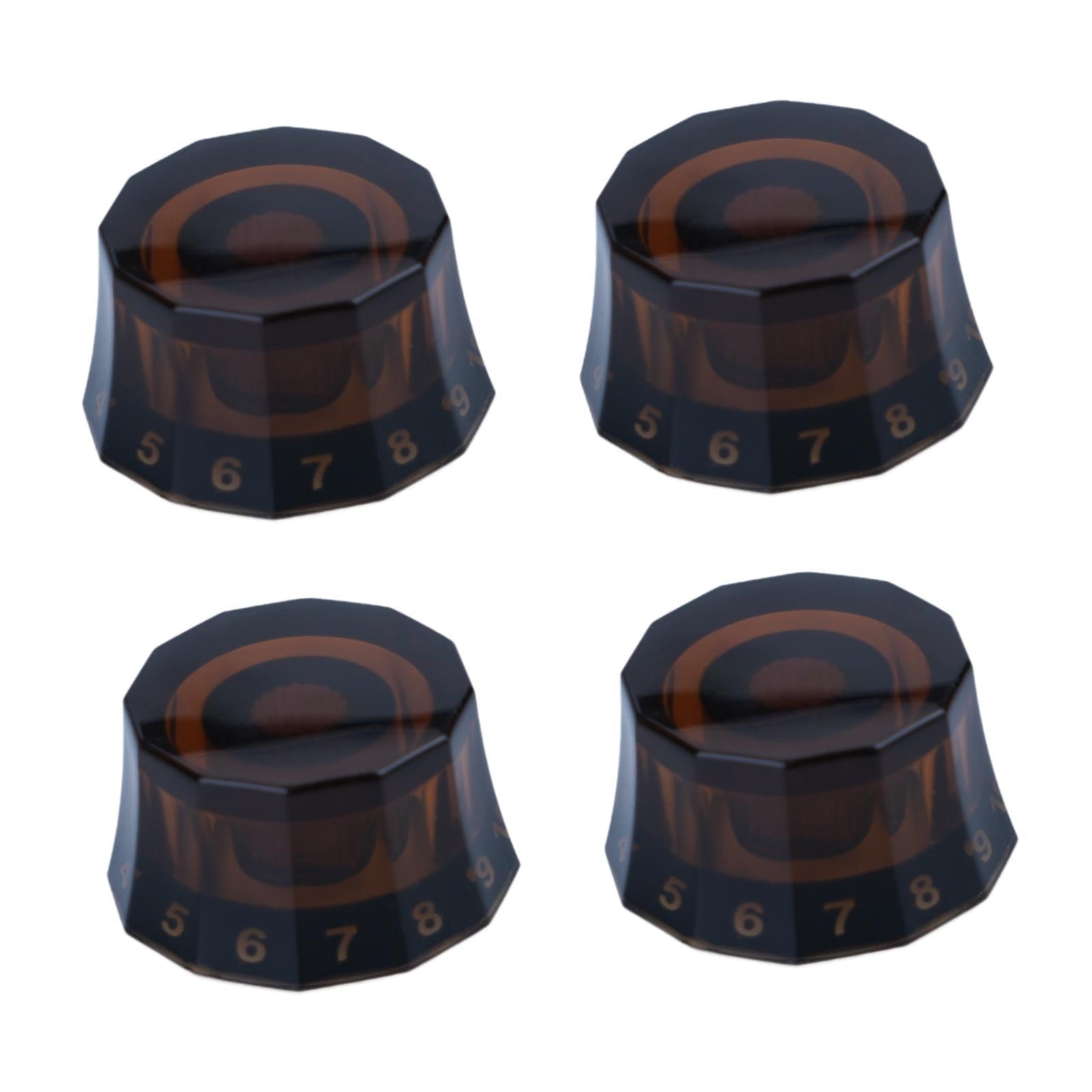 4Pcs Guitar Knobs Acrylic Universal Bass Knob Spare Parts Repair Maintenance Brown