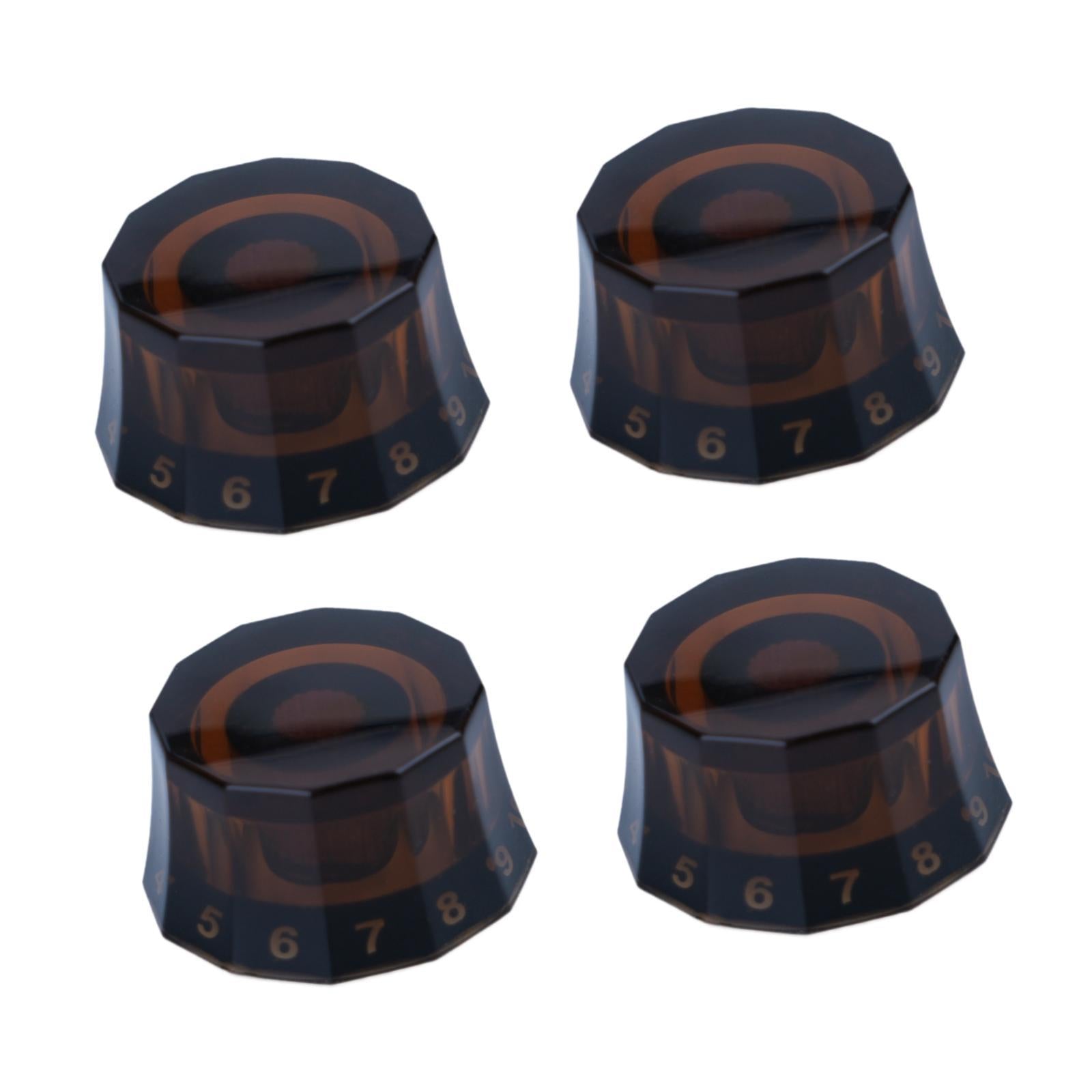 4Pcs Guitar Knobs Acrylic Universal Bass Knob Spare Parts Repair Maintenance Brown