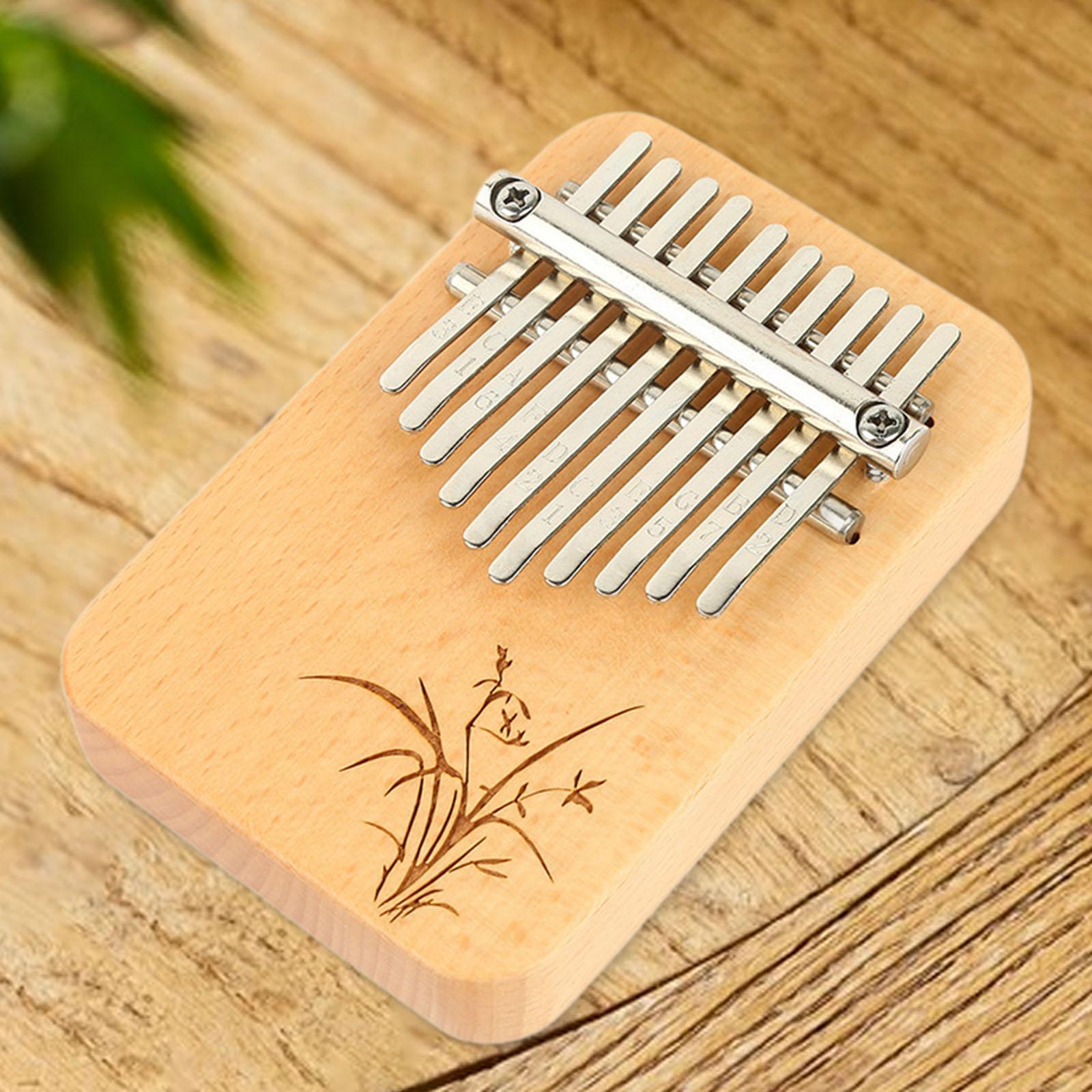 Wood Mbira with 10 Notes Wood Thumb Piano Finger Piano Mbira Lightweight Wood Color