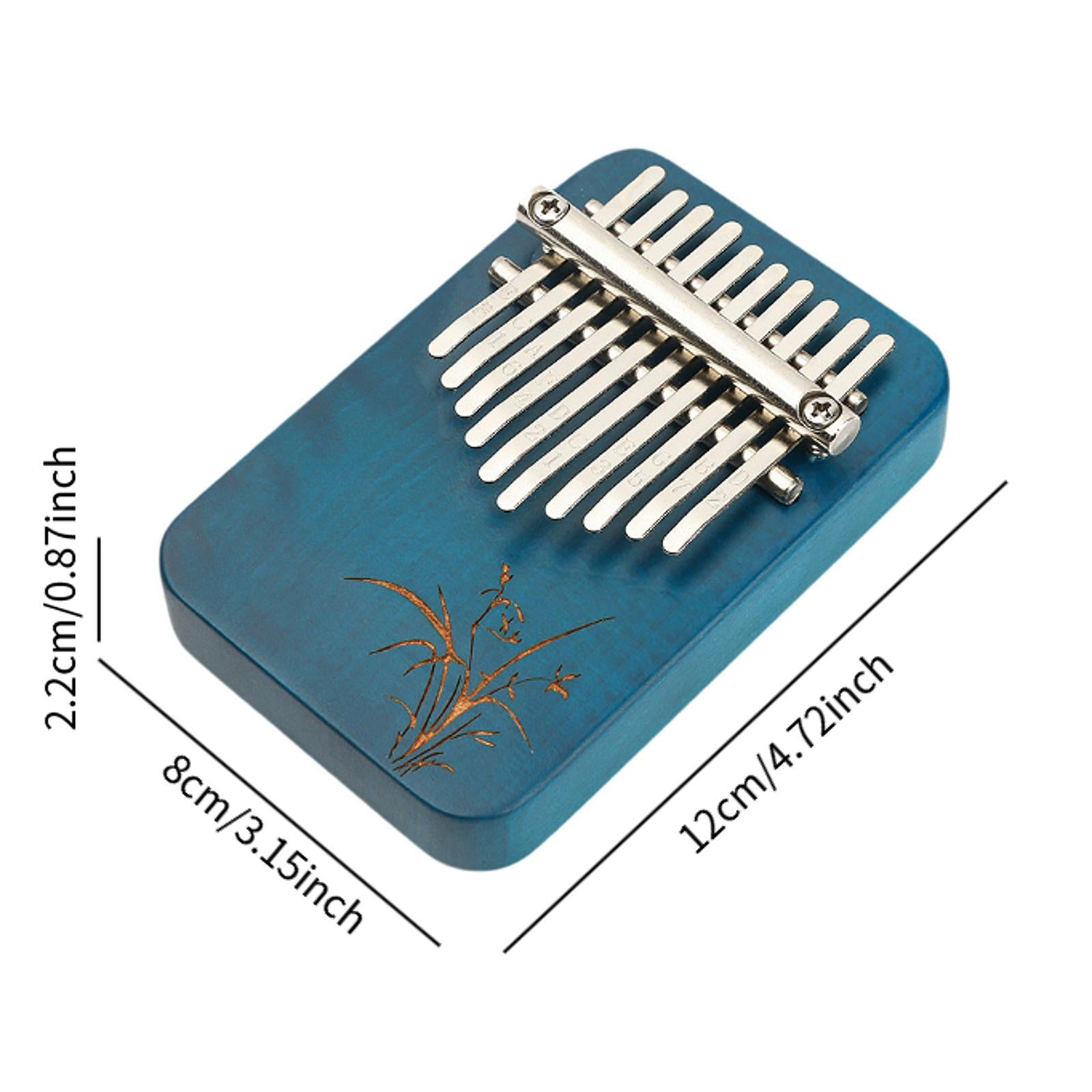 Wood Mbira with 10 Notes Wood Thumb Piano Finger Piano Mbira Lightweight Blue