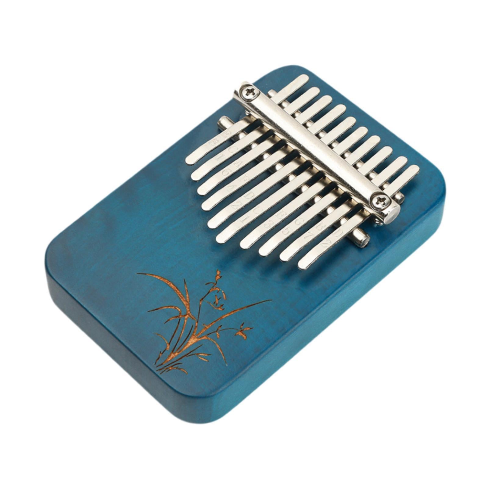 Wood Mbira with 10 Notes Wood Thumb Piano Finger Piano Mbira Lightweight Blue